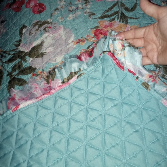 COPY - Queen Turquoise Rose Coverlet/Quilt - Picture 5 of 8